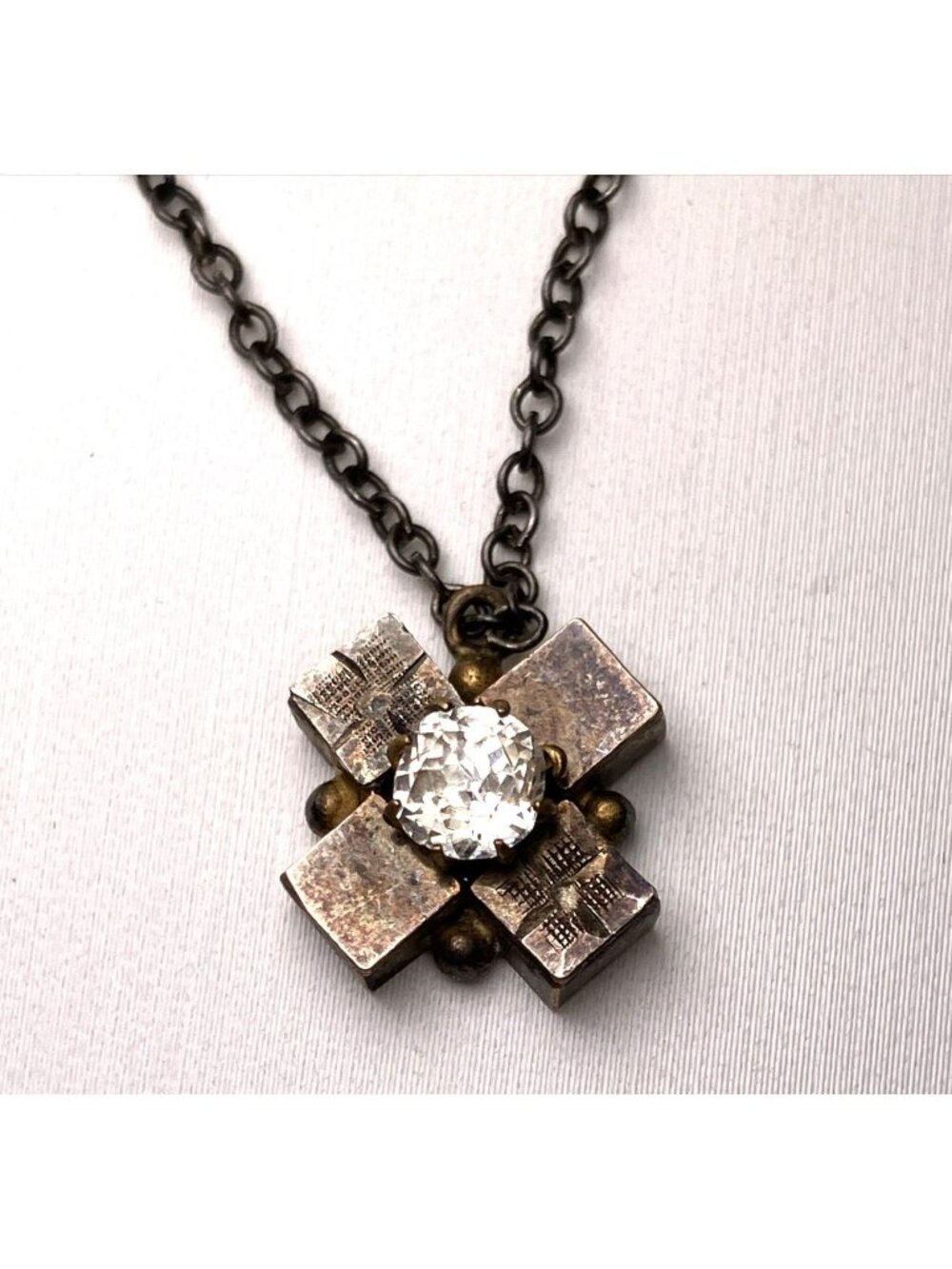 Antique Victorian Cross Pendant Possible 800 Silver Necklace Flower